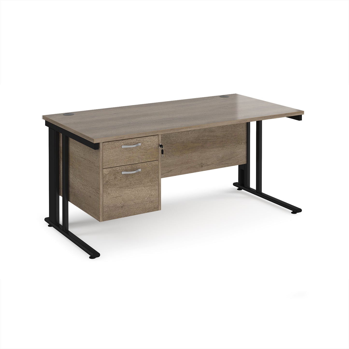 Maestro 25 cable managed 800mm deep desk with 2 drawer ped - MCM16P2KNO