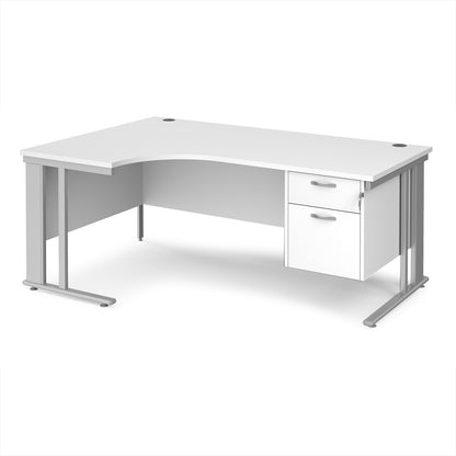 Maestro 25 cable managed left hand ergonomic desk with 2 drawer ped - MCM18ELP2SWH