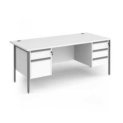 Contract 25 H-Frame straight desk with 2 and 3 drawer peds - CH18S23-G-WH