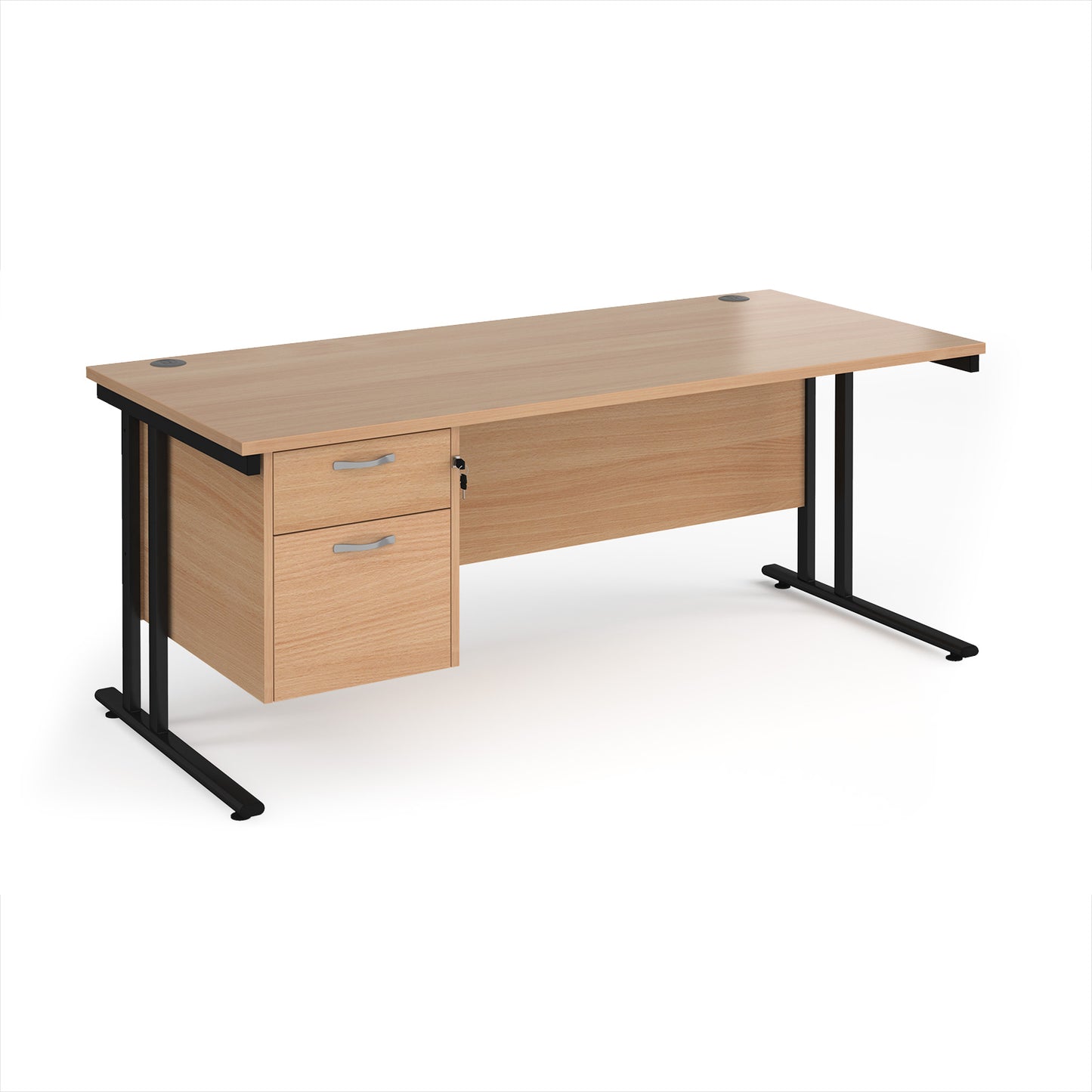 Maestro 25 cantilever 800mm deep desk with 2 drawer ped - MC18P2KB