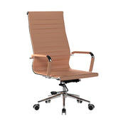 Contemporary High Back Bonded Leather Executive Armchair with Chrome Base