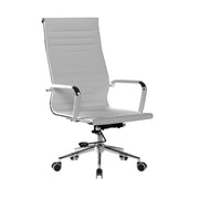 Contemporary High Back Bonded Leather Executive Armchair with Chrome Base
