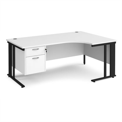 Maestro 25 cable managed right hand ergonomic desk with 2 drawer ped - MCM18ERP2KWH