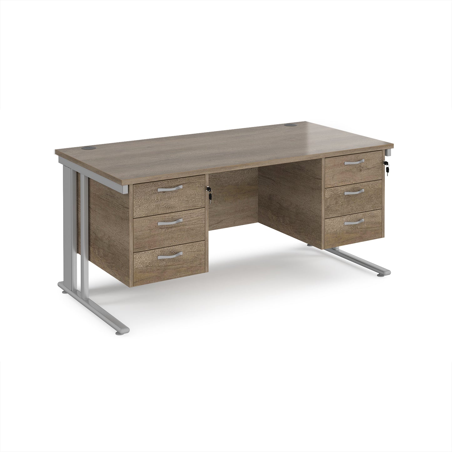 Maestro 25 cable managed 800mm deep desk with 2 x 3 drawer peds - MCM16P33SNO