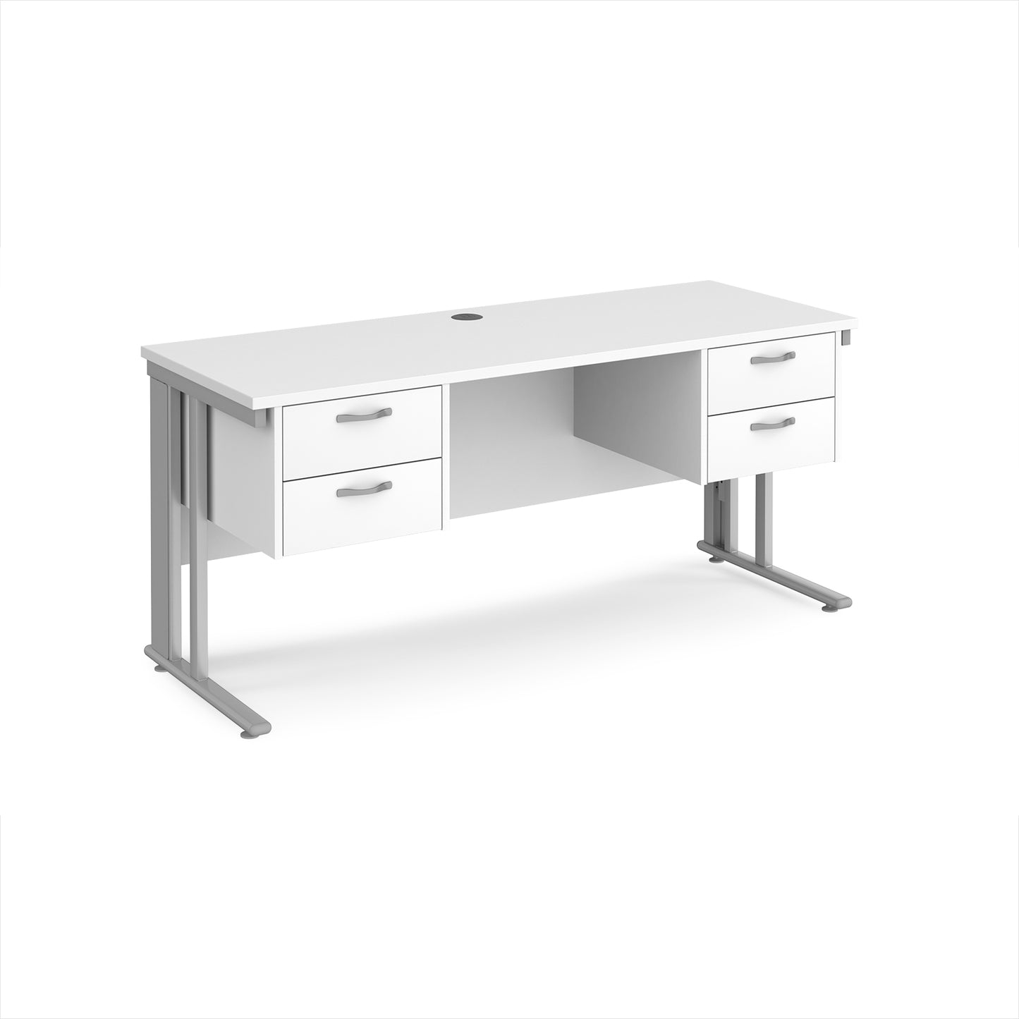 Maestro 25 cable managed 600mm deep desk with 2 x 2 drawer peds - MCM616P22SWH