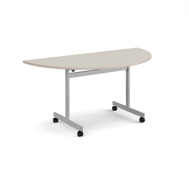 Semi circular flip top meeting table