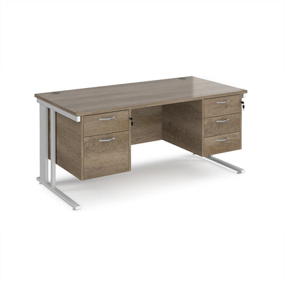 Maestro 25 cable managed 800mm deep desk with 2 & 3 drawer peds - MCM16P23WHNO