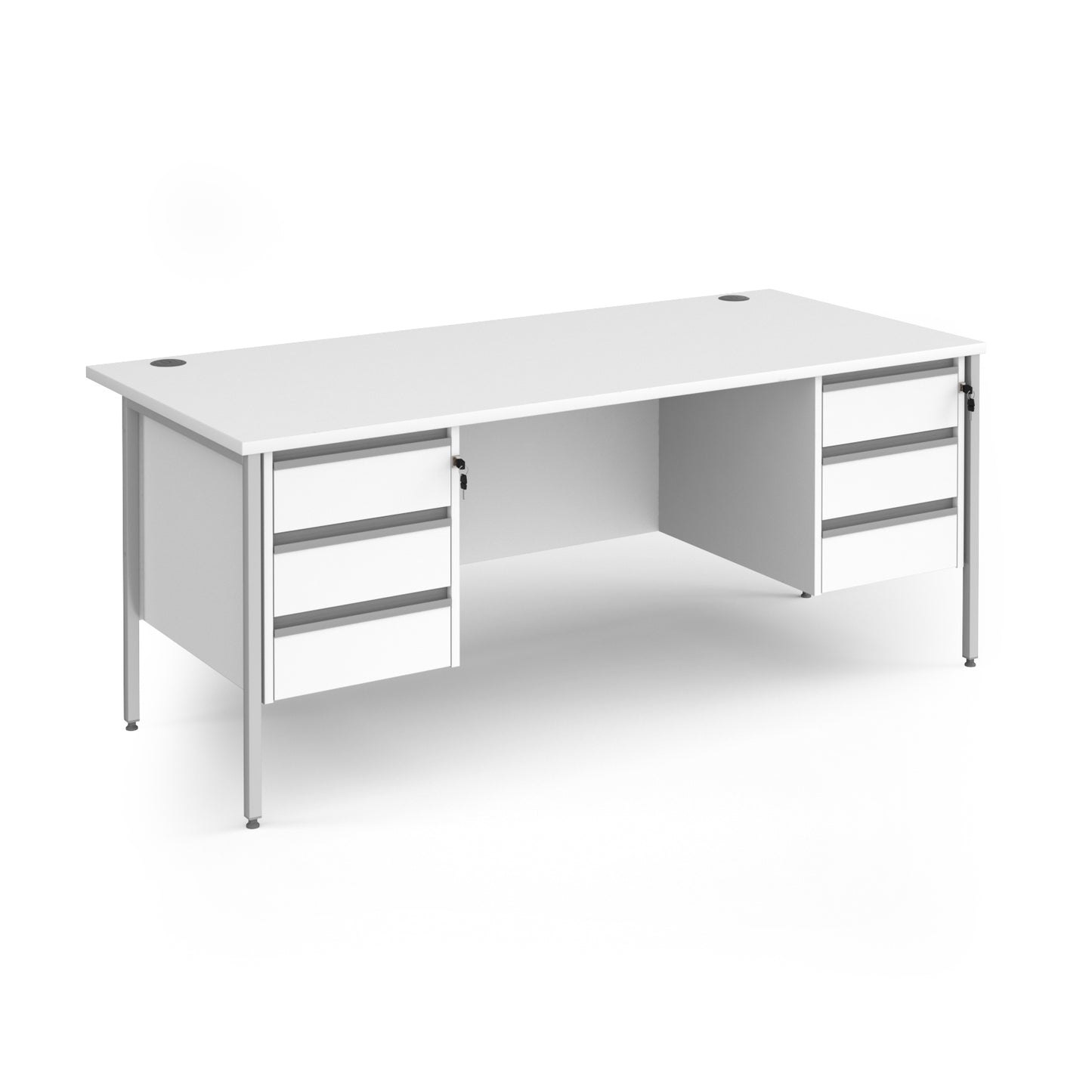 Contract 25 H-Frame straight desk with 3 and 3 drawer peds - CH18S33-S-WH
