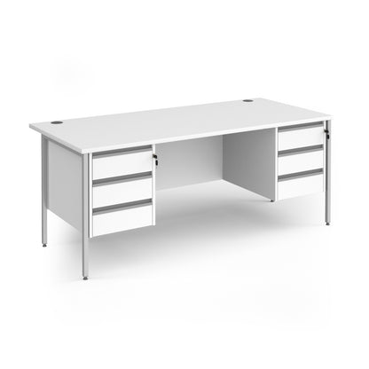 Contract 25 H-Frame straight desk with 3 and 3 drawer peds - CH18S33-S-WH