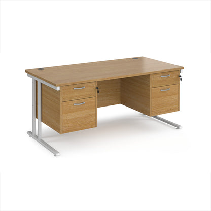 Maestro 25 cantilever 800mm deep desk with 2 x 2 drawer peds - MC16P22WHO