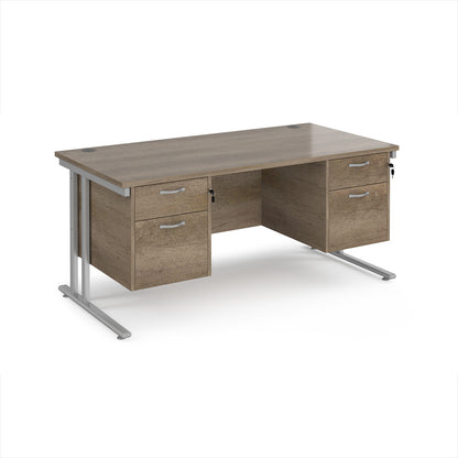 Maestro 25 cantilever 800mm deep desk with 2 x 2 drawer peds - MC16P22SNO