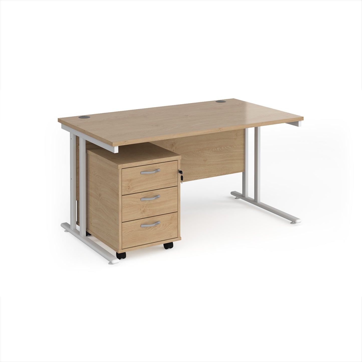 Maestro 25 desk 800mm with 3 drawer pedestal - SBWH314KO