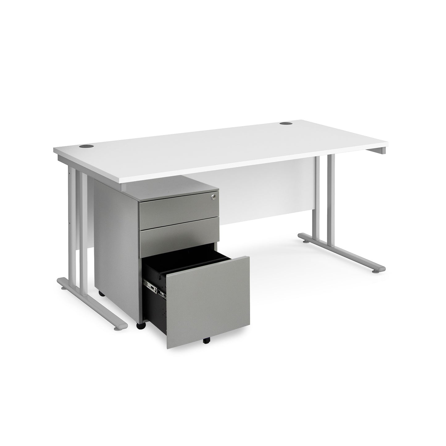 Maestro 25 bundle straight 1600 desk with 3 drawer pedestal - SBS16WH