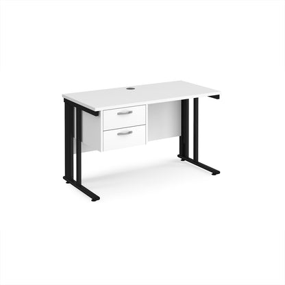 Maestro 25 cable managed 600mm deep desk with 2 drawer ped - MCM612P2KWH