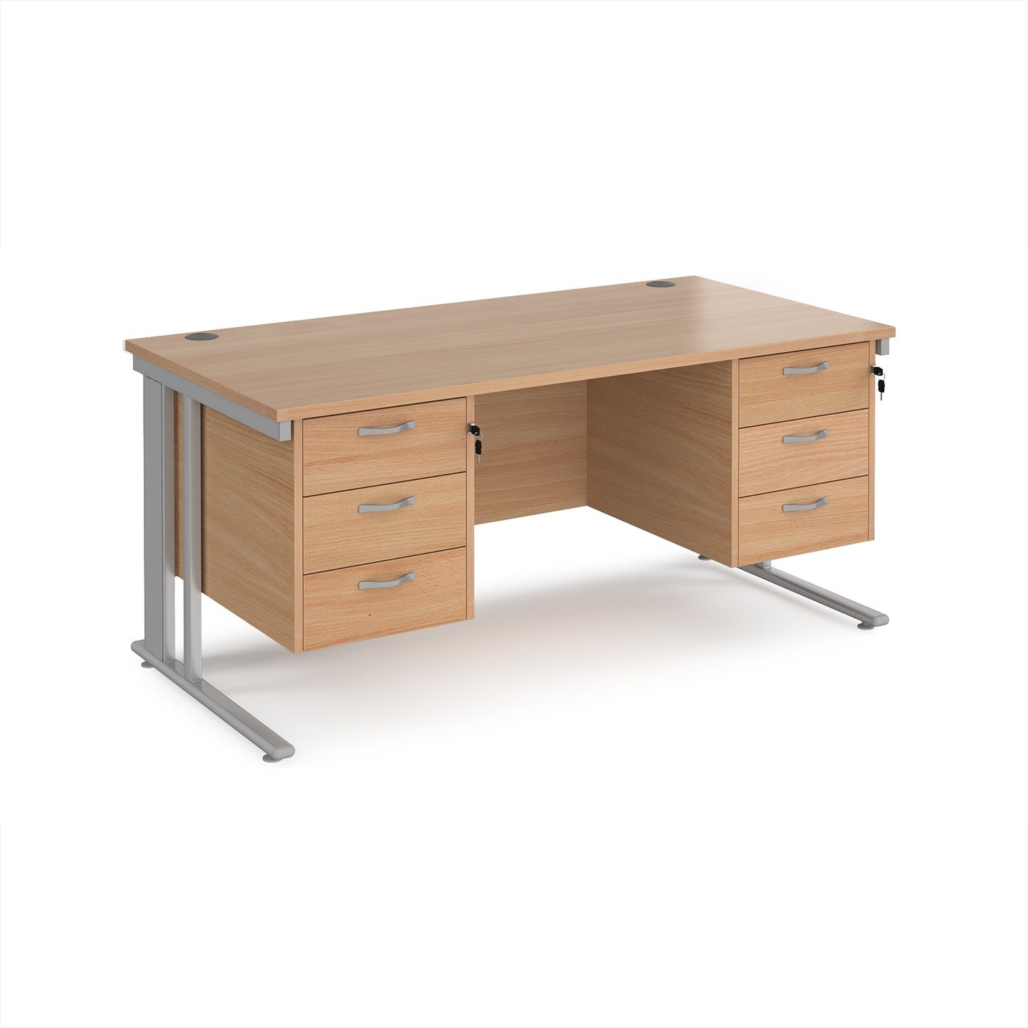 Maestro 25 cable managed 800mm deep desk with 2 x 3 drawer peds - MCM16P33SB