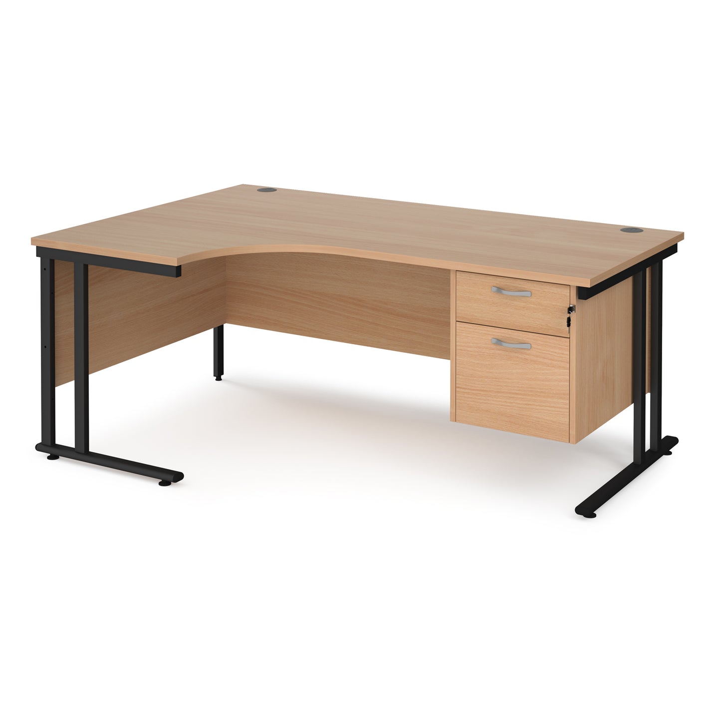 Maestro 25 cantilever left hand ergonomic desk with 2 drawer ped - MC18ELP2KB