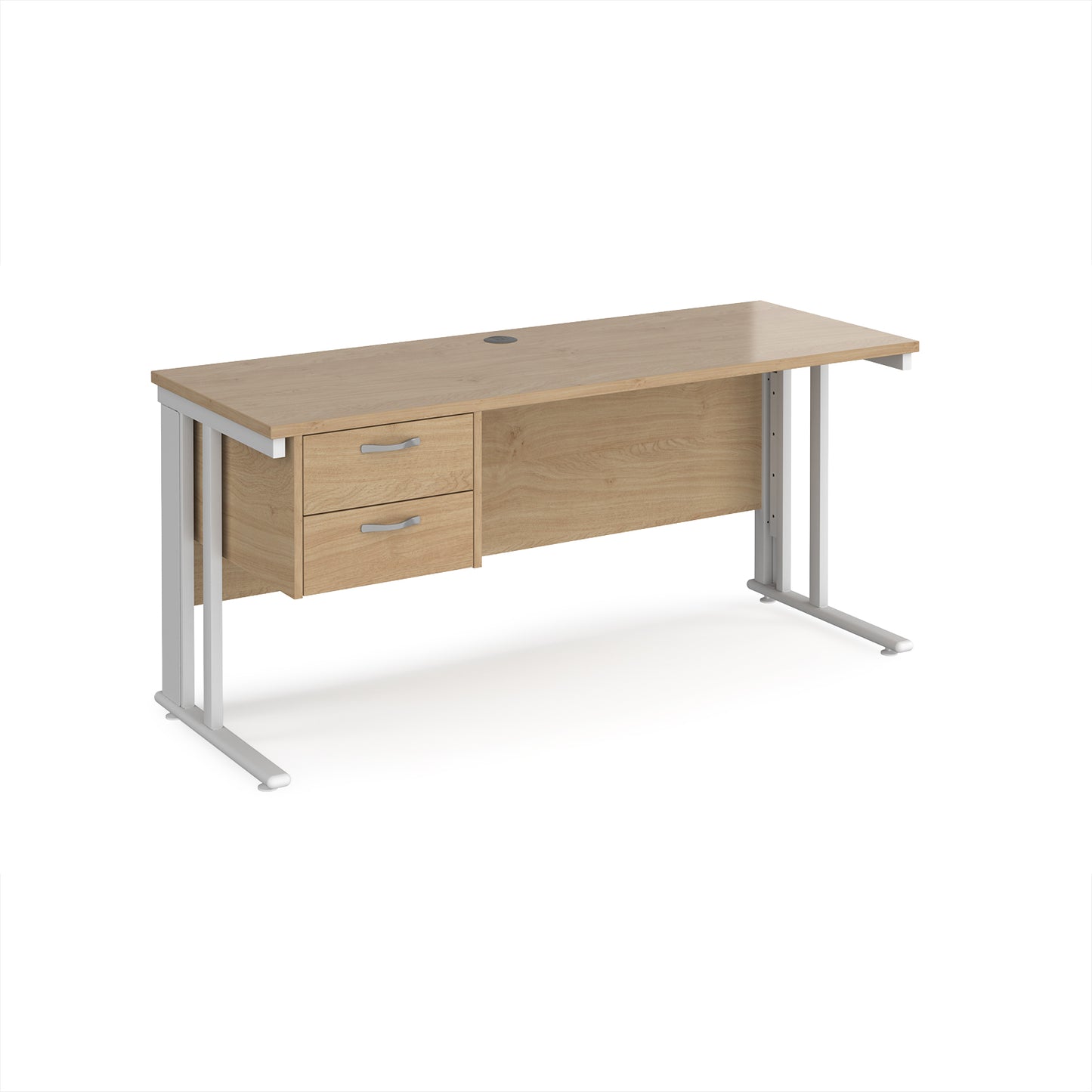 Maestro 25 cable managed 600mm deep desk with 2 drawer ped - MCM616P2WHKO