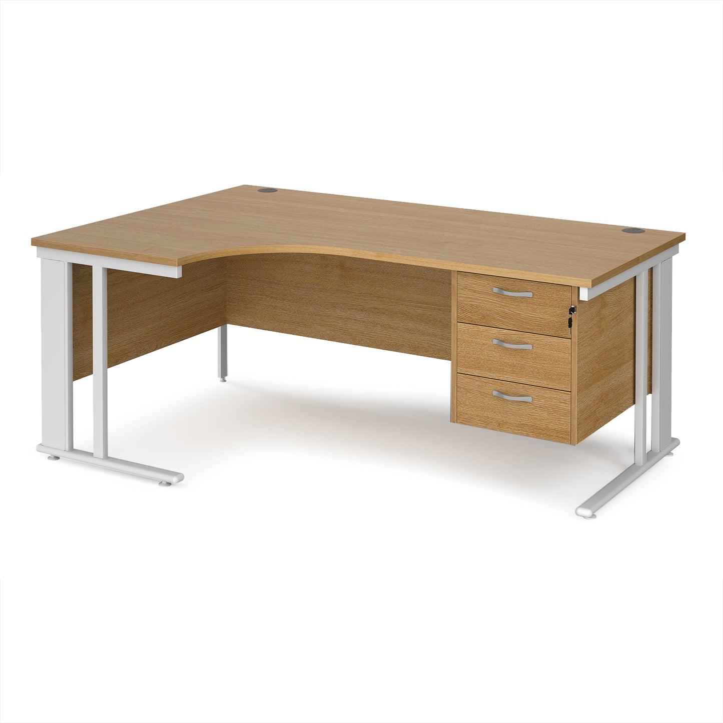 Maestro 25 cable managed left hand ergonomic desk with 3 drawer ped - MCM18ELP3WHO