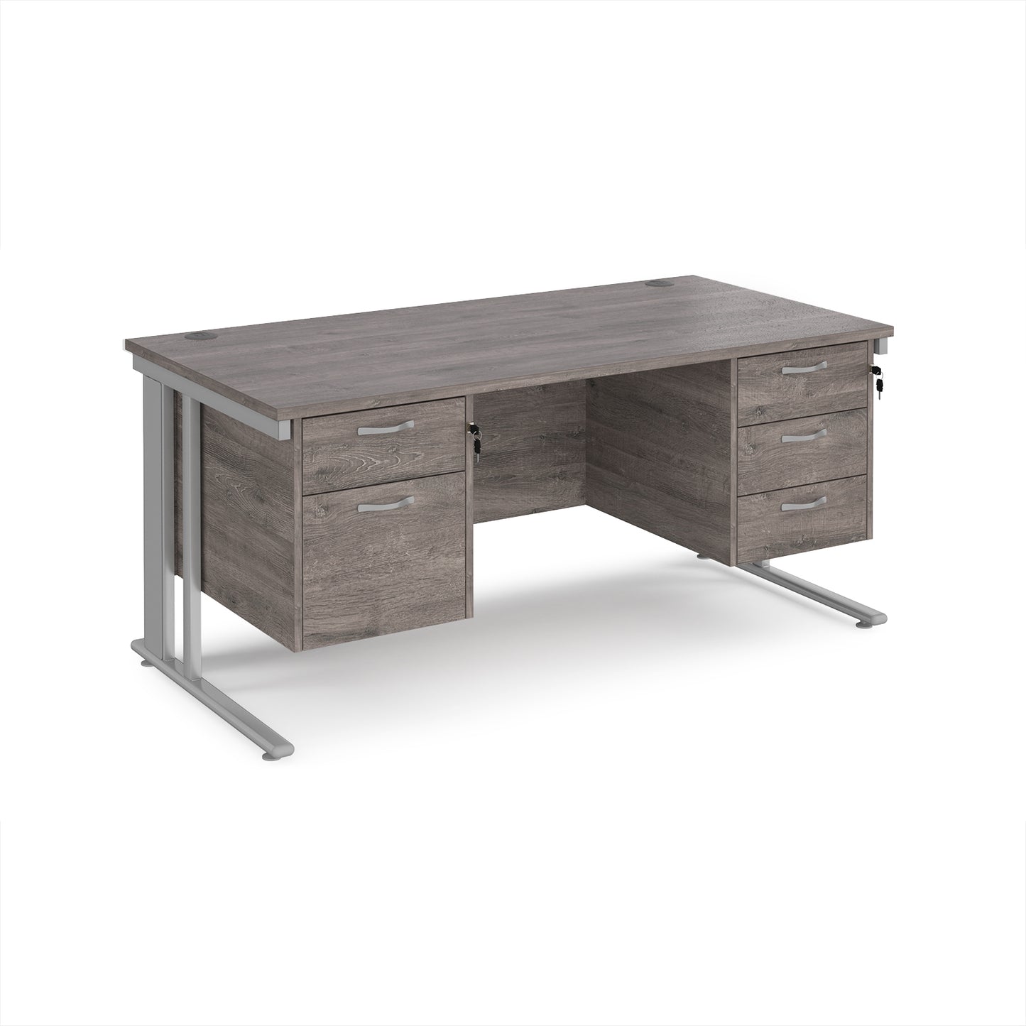 Maestro 25 cable managed 800mm deep desk with 2 & 3 drawer peds - MCM16P23SGO