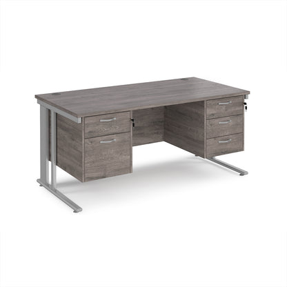Maestro 25 cable managed 800mm deep desk with 2 & 3 drawer peds - MCM16P23SGO