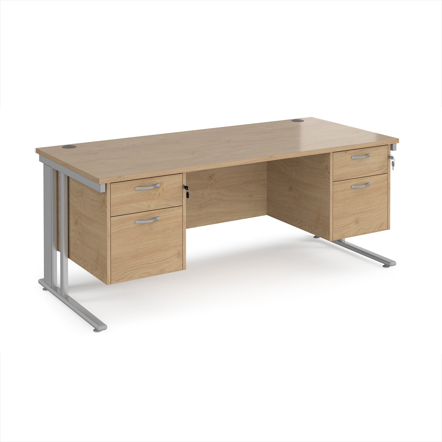 Maestro 25 cable managed 800mm deep desk with 2 x 2 drawer peds - MCM18P22SKO