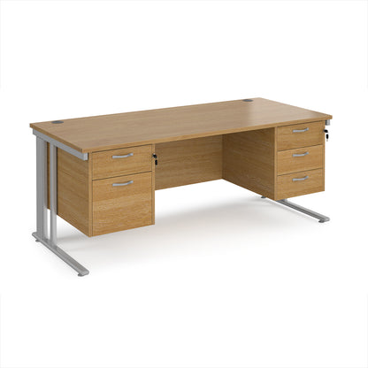 Maestro 25 cable managed 800mm deep desk with 2 & 3 drawer peds - MCM18P23SO