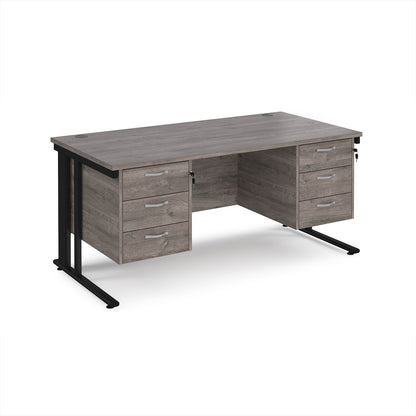 Maestro 25 cable managed 800mm deep desk with 2 x 3 drawer peds - MCM16P33KGO