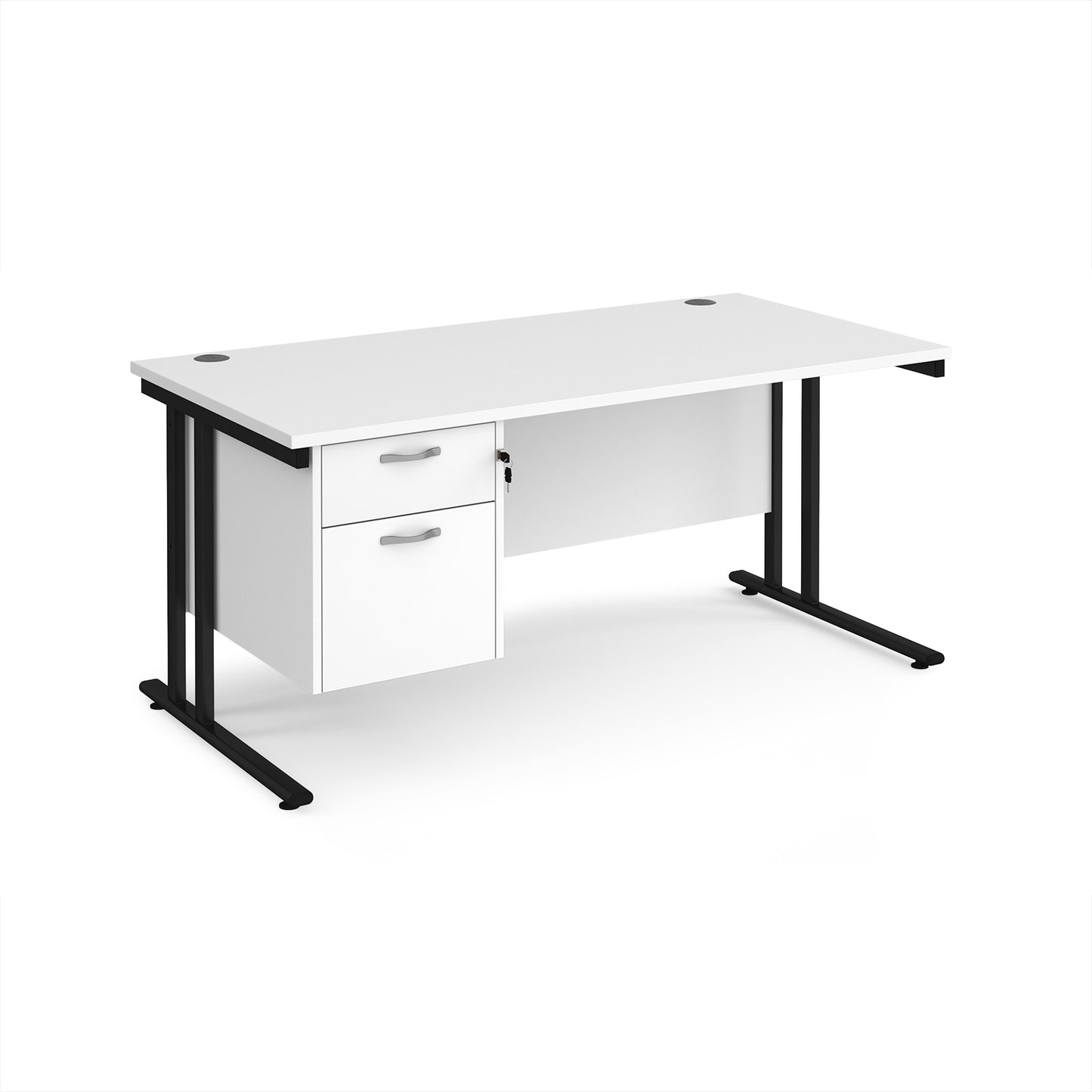 Maestro 25 cantilever 800mm deep desk with 2 drawer ped - MC16P2KWH