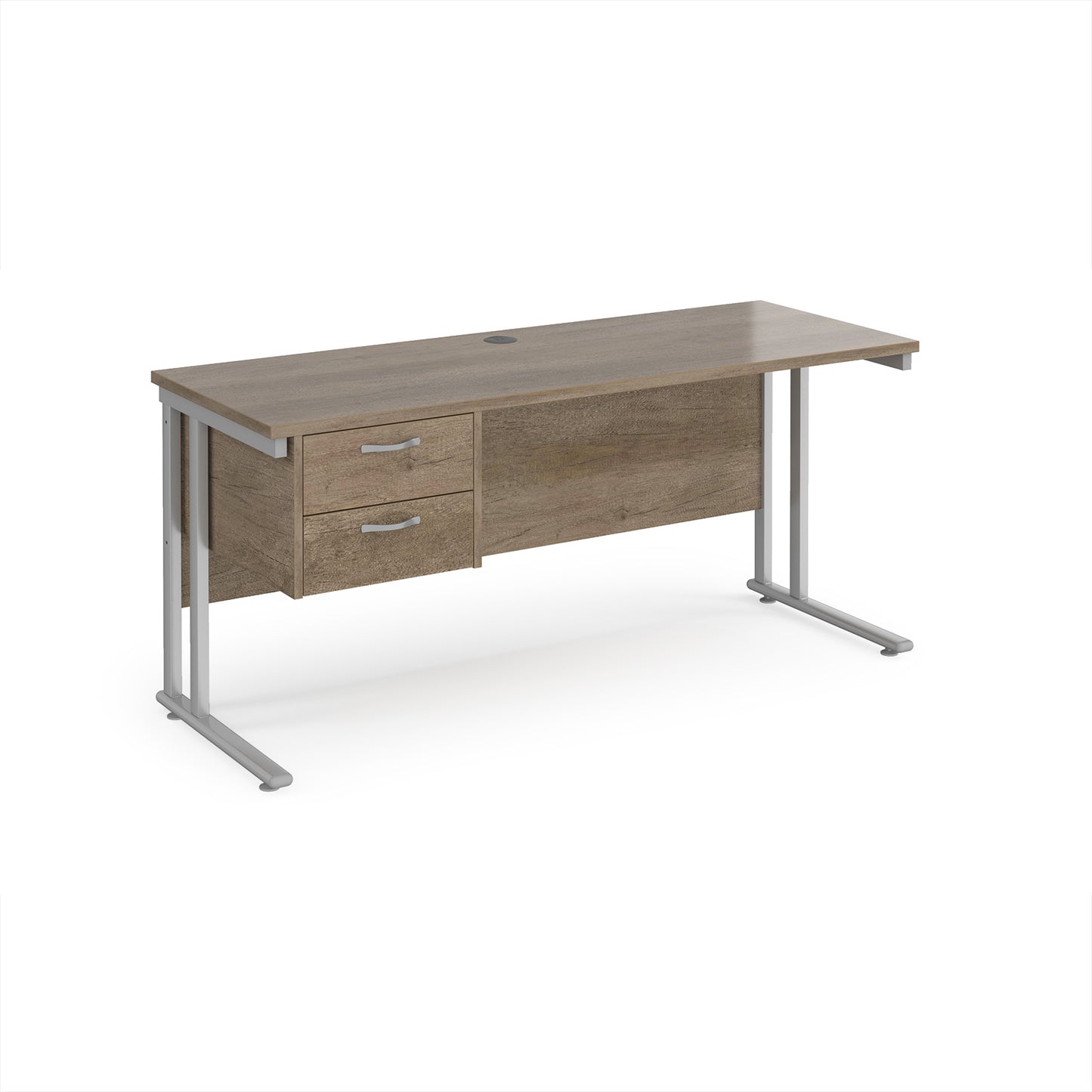 Maestro 25 cantilever 600mm deep desk with 2 drawer ped - MC616P2SNO
