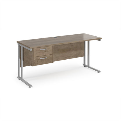 Maestro 25 cantilever 600mm deep desk with 2 drawer ped - MC616P2SNO