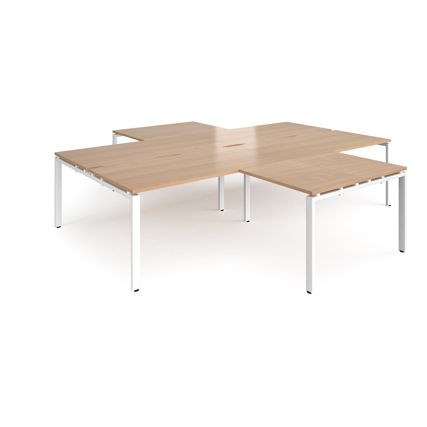 Adapt 4 desk cluster with returns - ER32168-WH-B