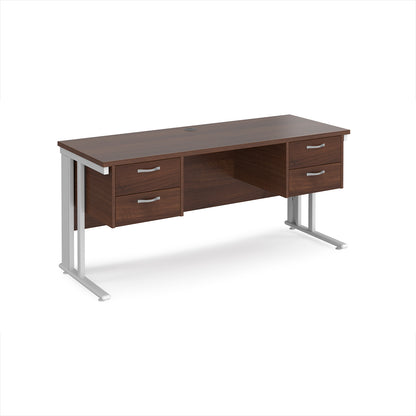 Maestro 25 cable managed 600mm deep desk with 2 x 2 drawer peds - MCM616P22WHW