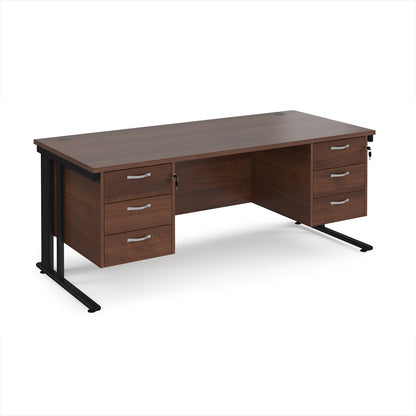 Maestro 25 cable managed 800mm deep desk with 2 x 3 drawer peds - MCM18P33KW