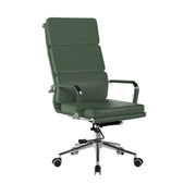 Bonded Leather High Back Swivel Armchair with Individual Back Cushions and Chrome Arms & Base