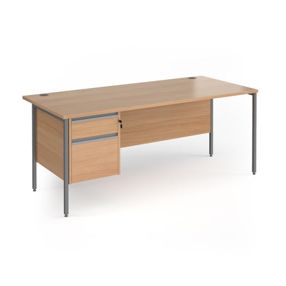 Contract 25 H-Frame straight desk with 2 drawer pedestal - CH18S2-G-B