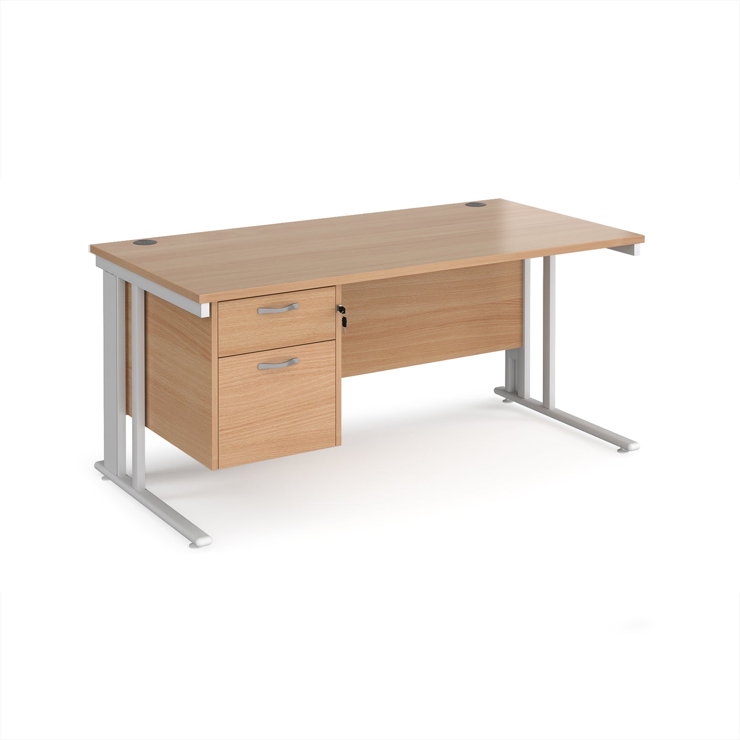 Maestro 25 cable managed 800mm deep desk with 2 drawer ped - MCM16P2WHB