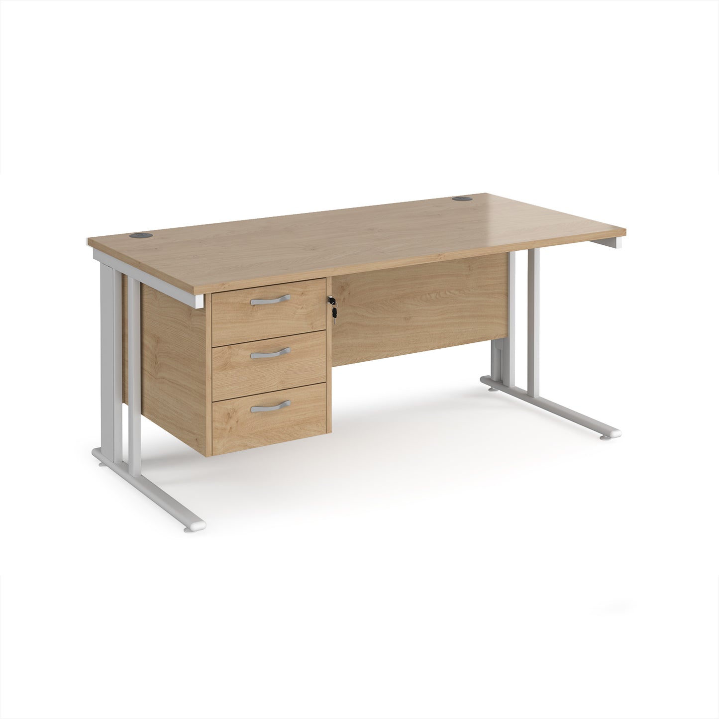 Maestro 25 cable managed 800mm deep desk with 3 drawer ped - MCM16P3WHKO