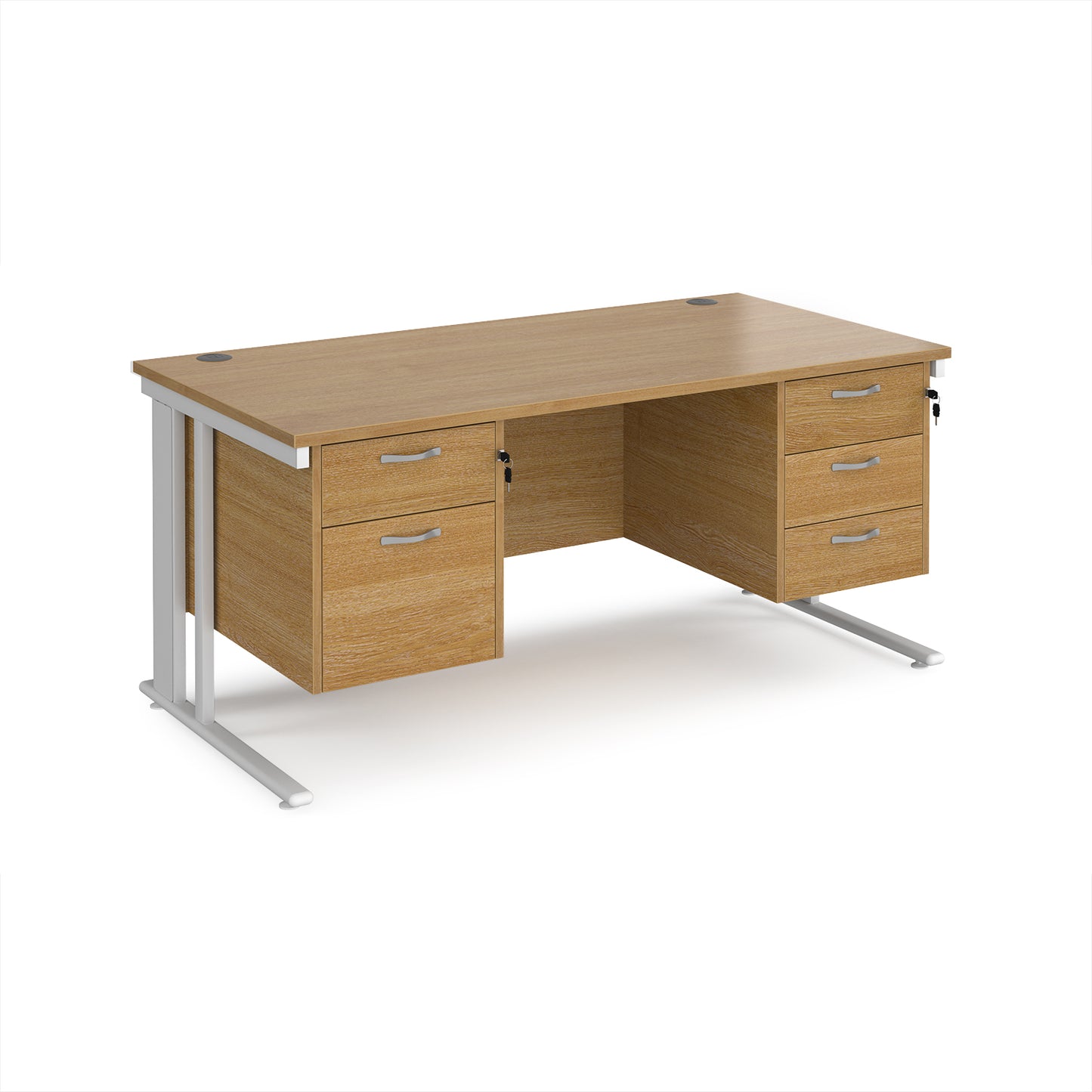 Maestro 25 cable managed 800mm deep desk with 2 & 3 drawer peds - MCM16P23WHO