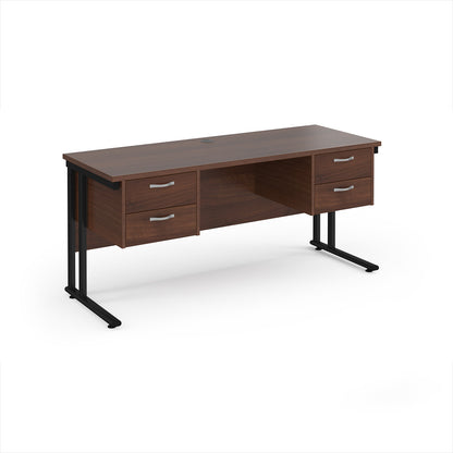 Maestro 25 cantilever 600mm deep desk with 2 x 2 drawer peds - MC616P22KW