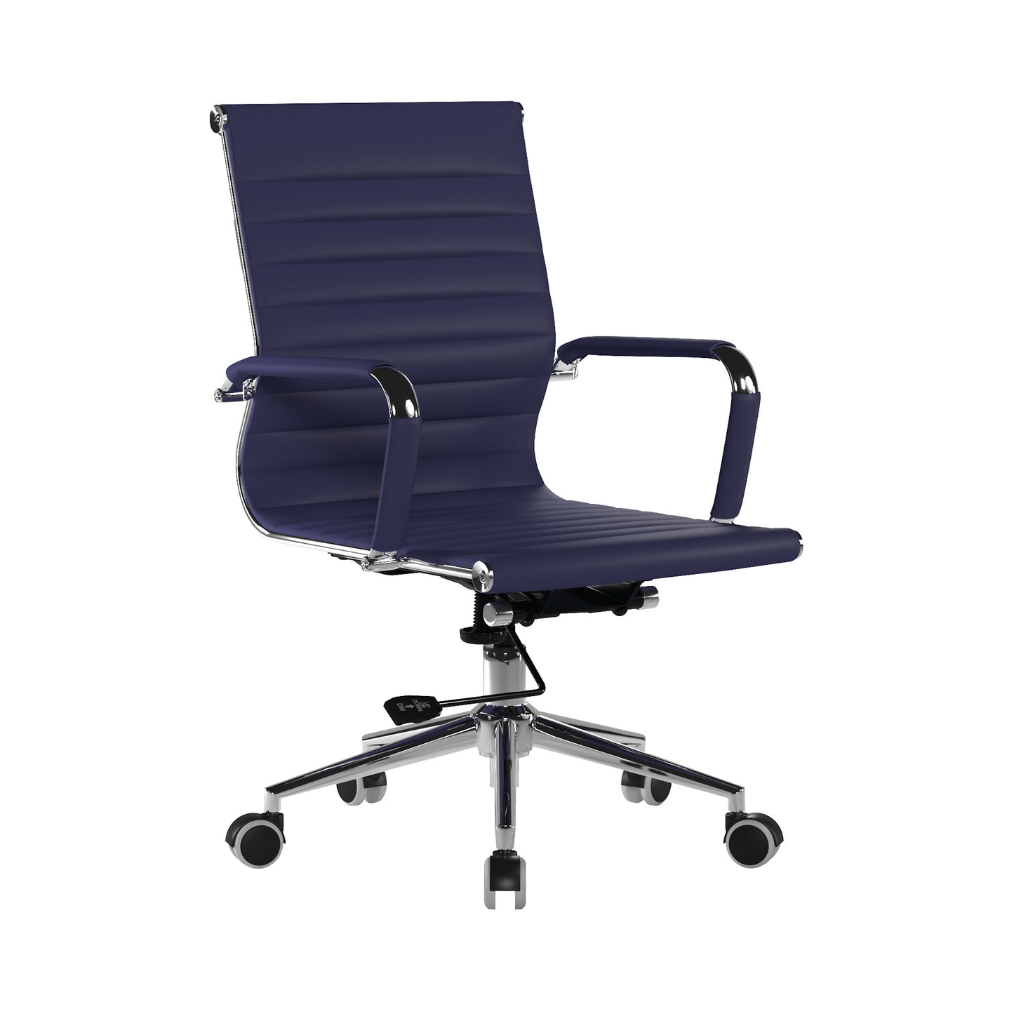 Contemporary Medium Back Bonded Leather Executive Armchair with Chrome Base