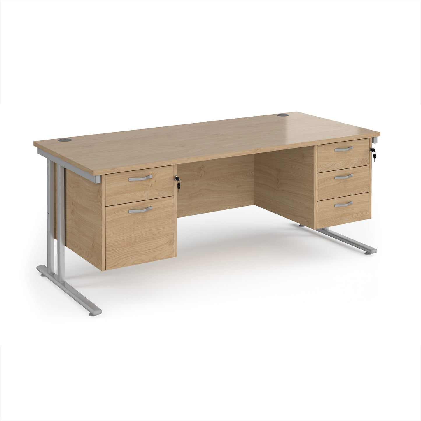 Maestro 25 cantilever 800mm deep desk with 2 & 3 drawer peds - MC18P23SKO