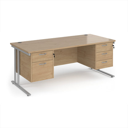 Maestro 25 cantilever 800mm deep desk with 2 & 3 drawer peds - MC18P23SKO