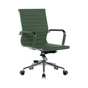 Contemporary Medium Back Bonded Leather Executive Armchair with Chrome Base