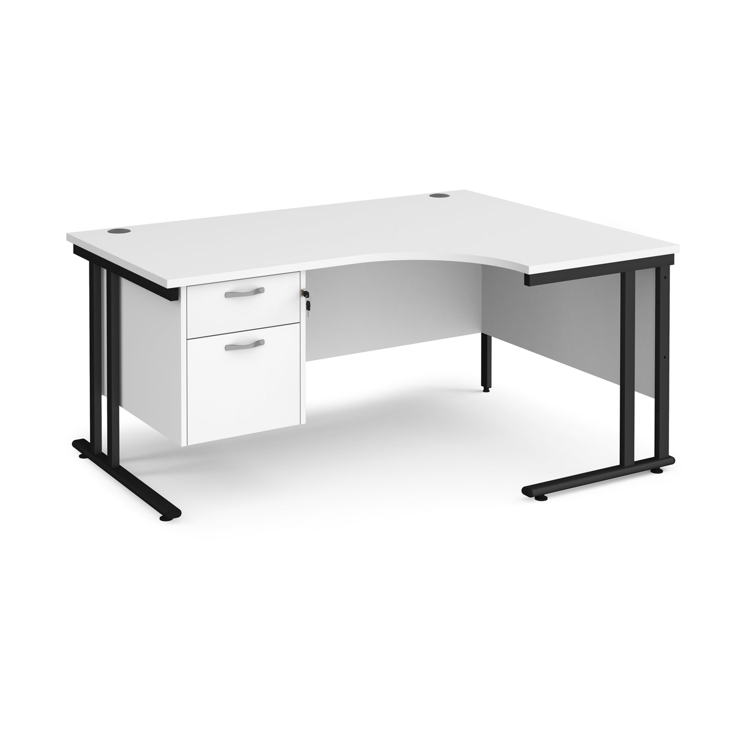 Maestro 25 cantilever right hand ergonomic desk with 2 drawer ped - MC16ERP2KWH