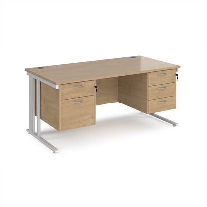Maestro 25 cable managed 800mm deep desk with 2 & 3 drawer peds - MCM16P23WHKO