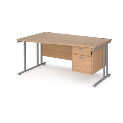 Maestro 25 cantilever left hand wave desk with 2 drawer ped - MC16WLP2SB