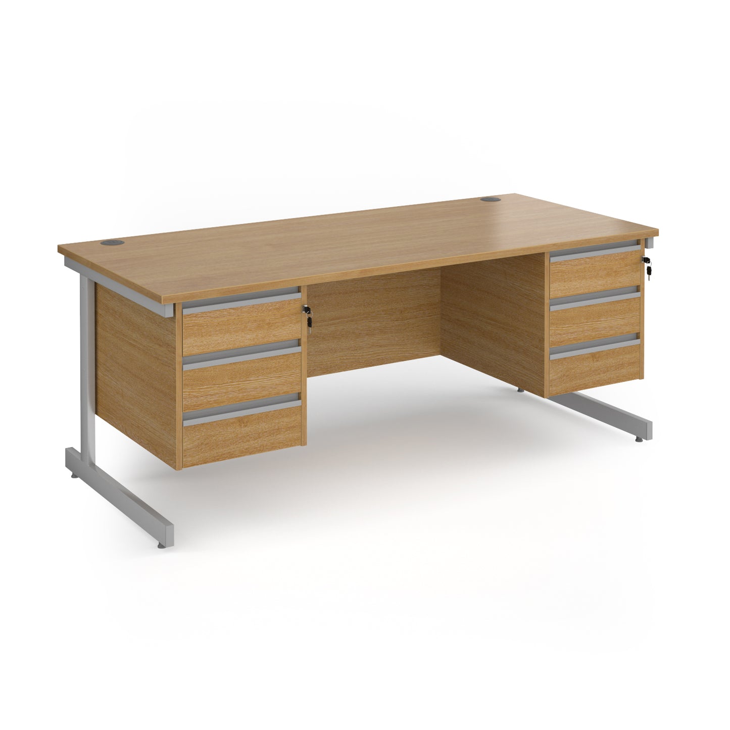 Contract 25 cantilever leg straight desk with 3 and 3 drawer peds - CC18S33-S-O