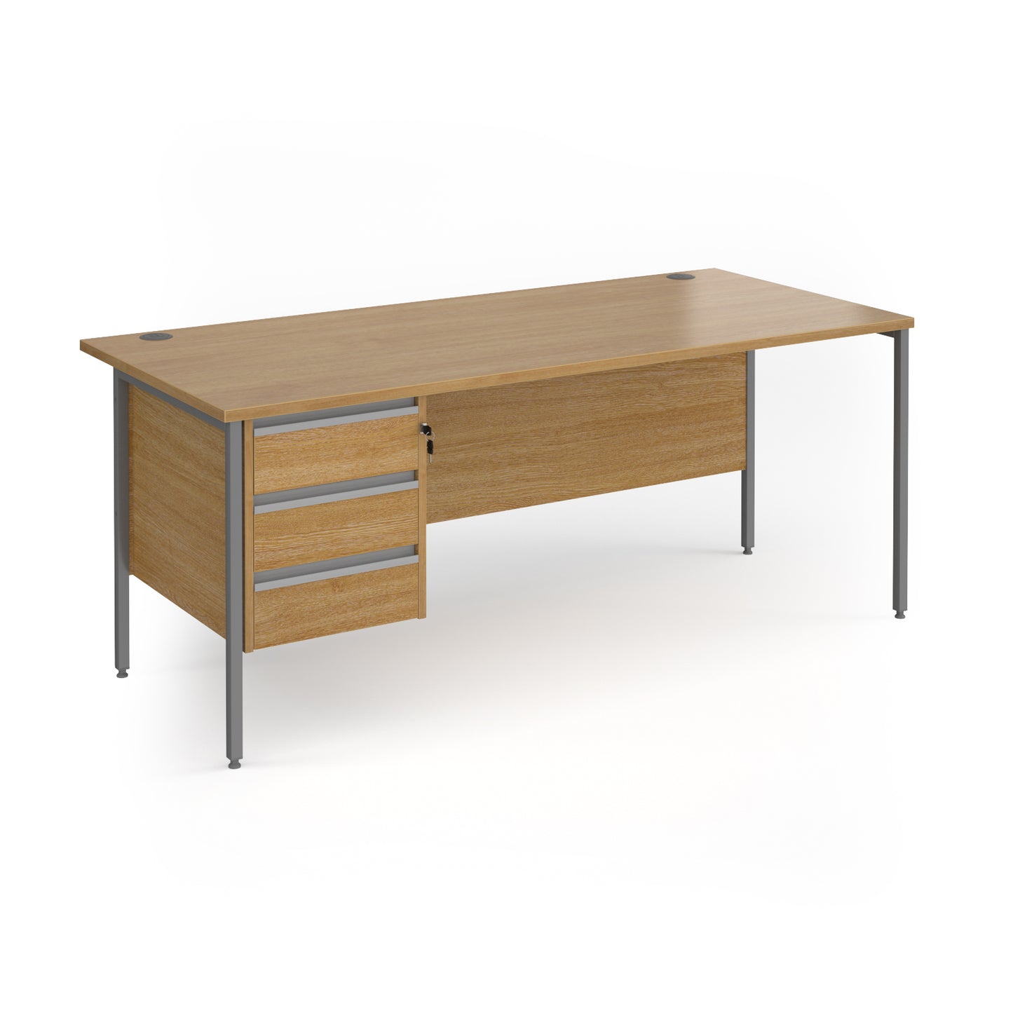 Contract 25 H-Frame straight desk with 3 drawer pedestal - CH18S3-G-O