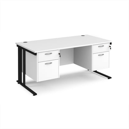 Maestro 25 cable managed 800mm deep desk with 2 x 2 drawer peds - MCM16P22KWH
