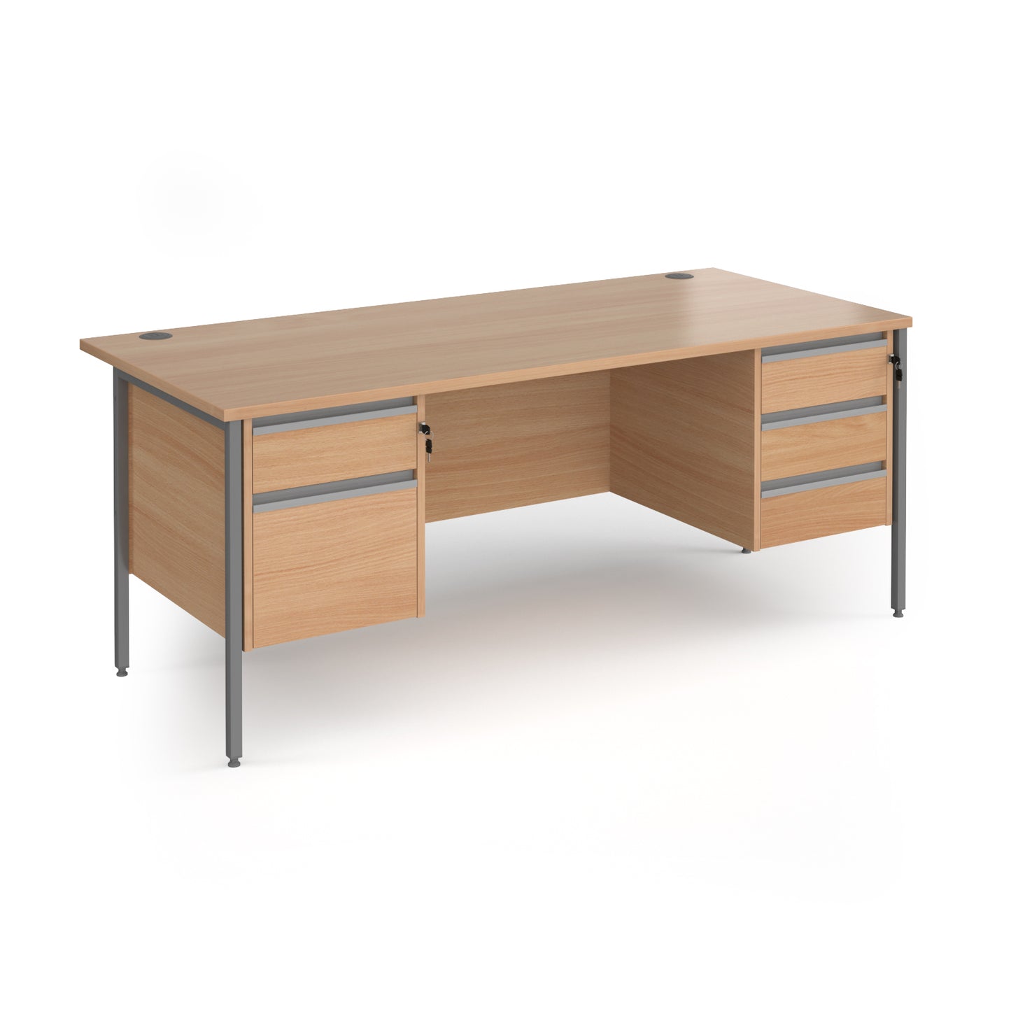 Contract 25 H-Frame straight desk with 2 and 3 drawer peds - CH18S23-G-B